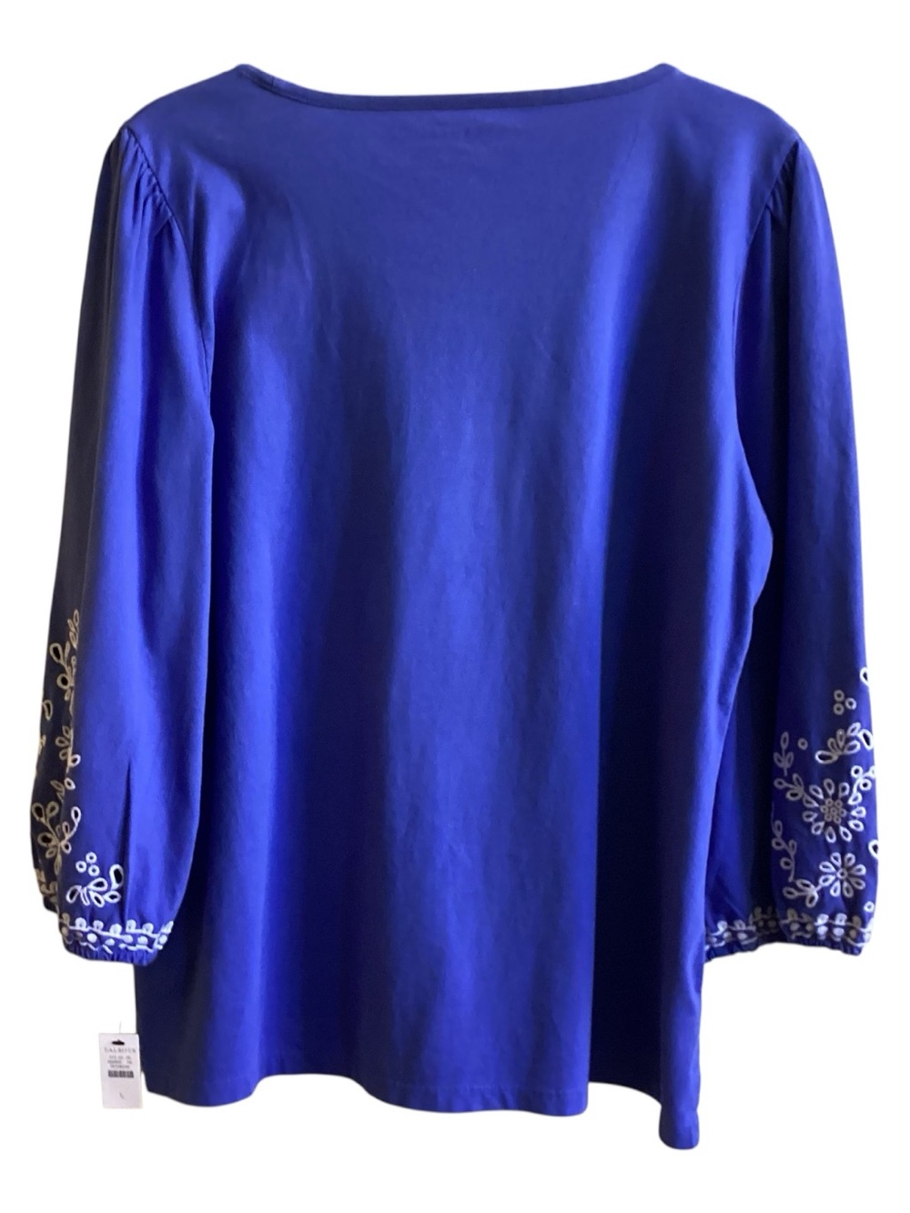 Talbots Blue Cotton Eyelet Knit Top NWT Misses size L - Picture 7 of 7